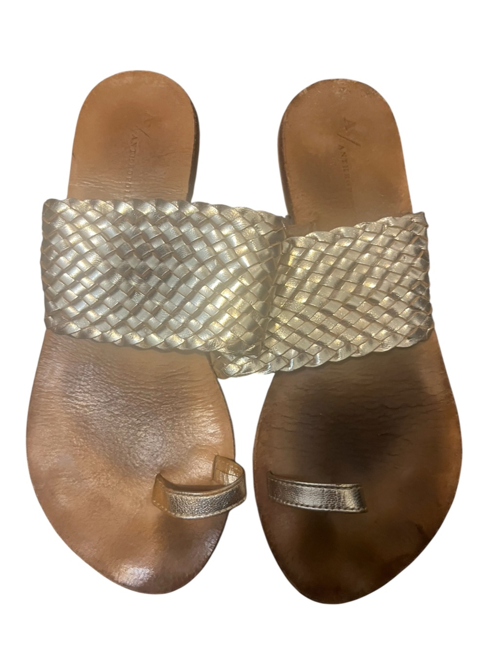 Anthropologie gold woven sandals